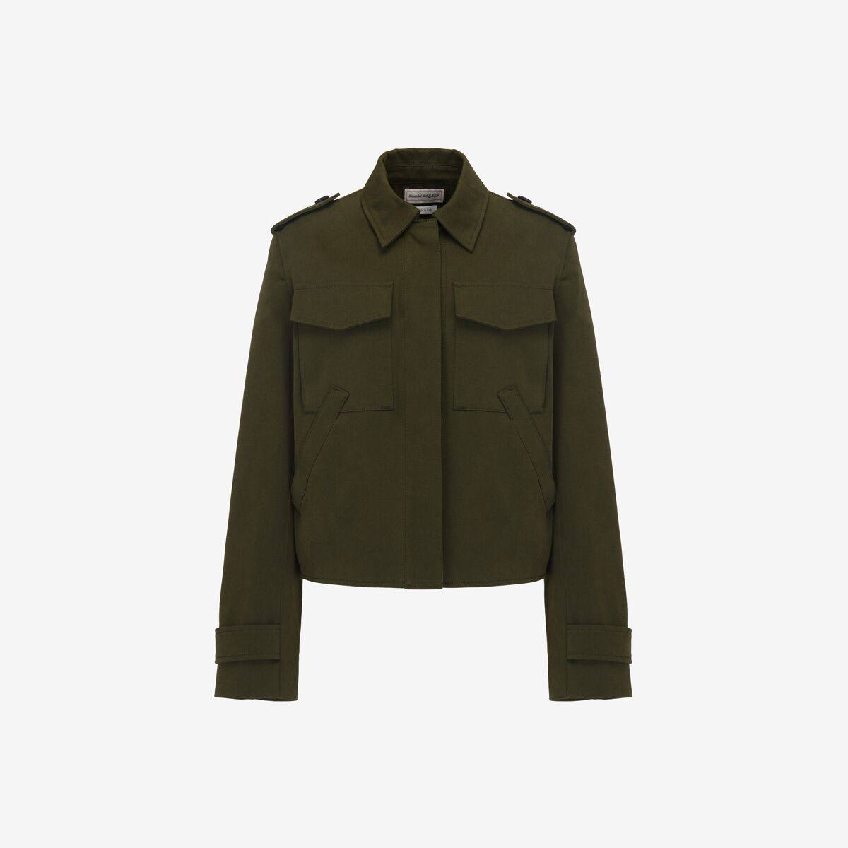 Alexander McQueen Women's Green Cropped Cocoon Boxy Jacket - 2 (Cotton)